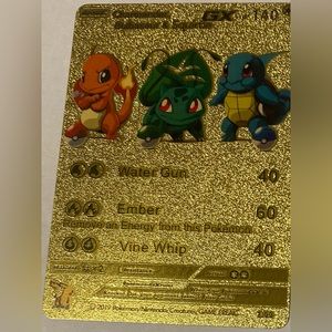 Gold foil,  charmander, Bulbasaur, and Squirtle
